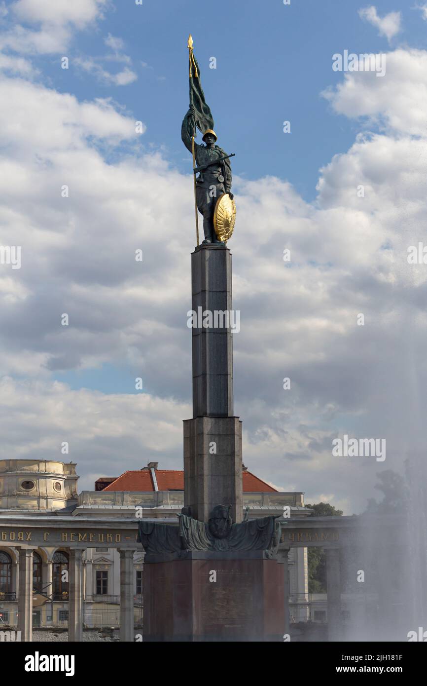 VIENNA, AUSTRIA - August 14, 2019: The Soviet War Memorial in Vienna, formally known as the Heroes' Monument of the Red Army. Monument was built to co Stock Photo