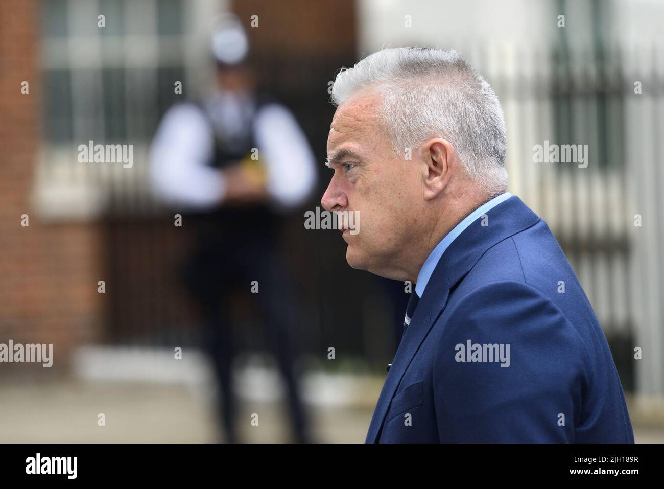 Huw Edwards - BBC newsreader and presenter - in Downing Street on the day Prime Johnson resigned as Prime Minister - July 7th 2022 Stock Photo