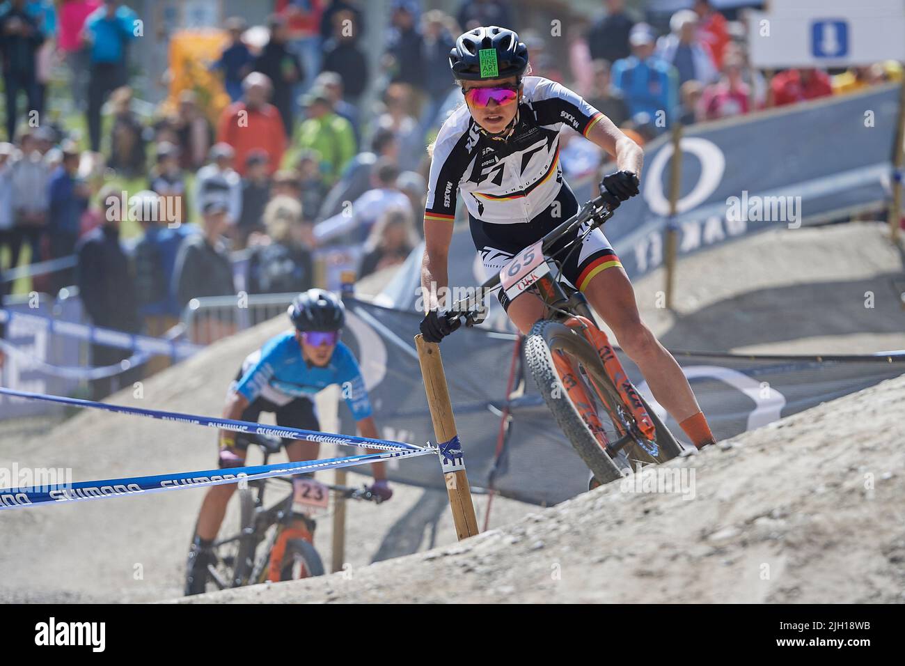 Lenzerheide, Schweiz. 10. Juli 2022. Leonie DAUBERMANN während des Cross  Country Olympic Rennens der Damen Elite am UCI Mountain Bike World Cup 2022  i Stock Photo - Alamy