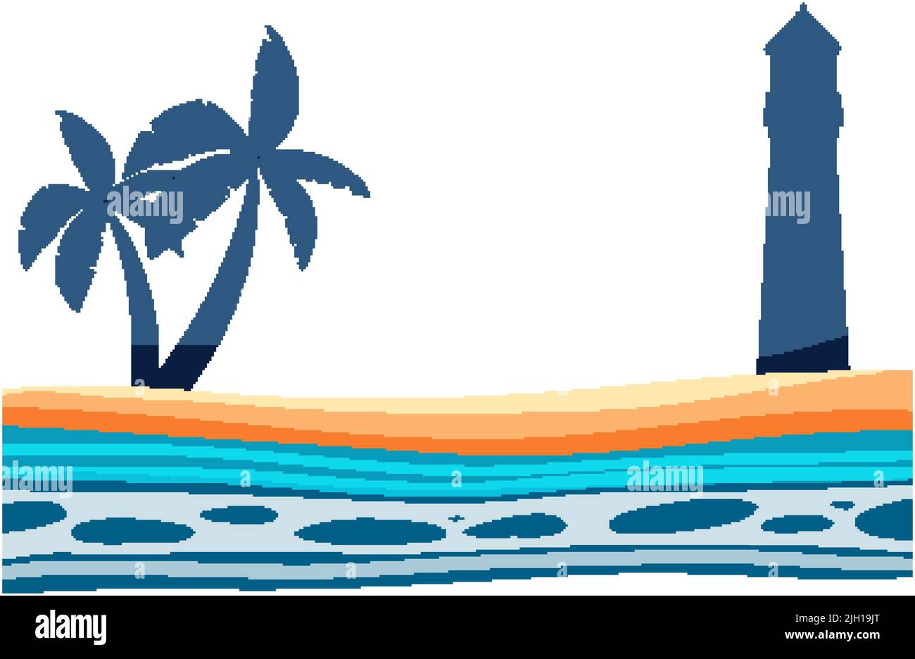 Ocean beach in flat style illustration Stock Vector Image & Art - Alamy