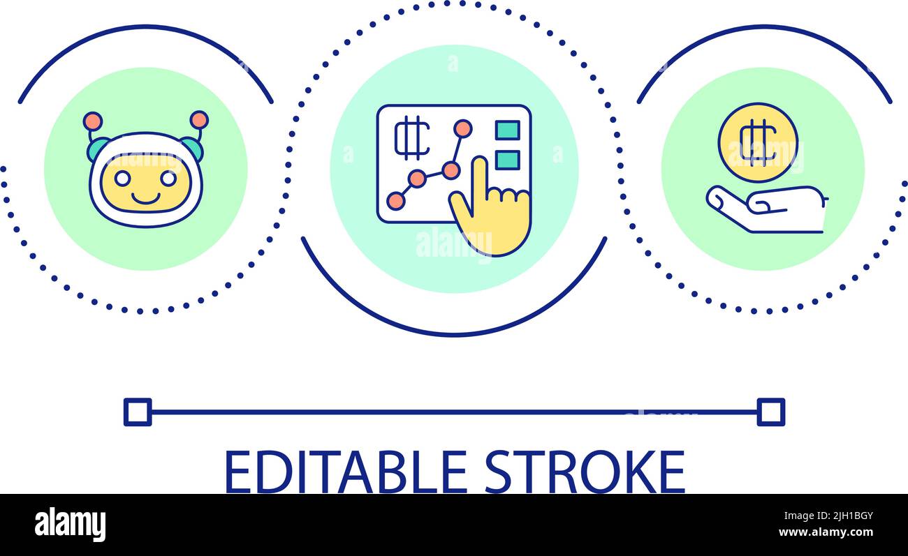 Use bots for crypto trading loop concept icon Stock Vector