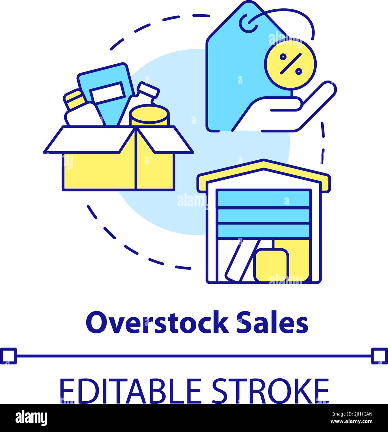 Overstock sales concept icon Stock Vector