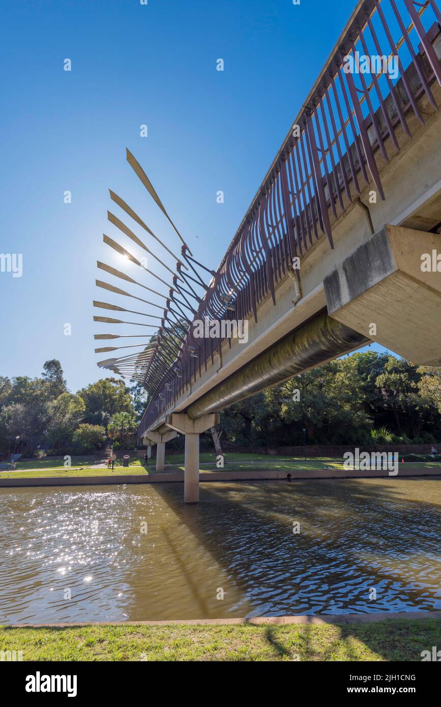 The wings or oars of the sculpture 'Wake' by Greg Stonehouse and Susan