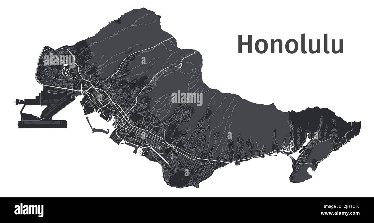 Honolulu vector map. Detailed vector map of Honolulu city