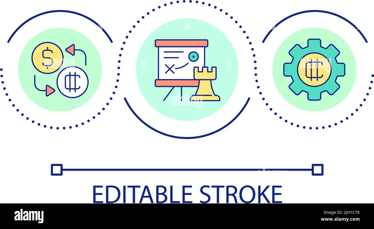 Build crypto trade strategy loop concept icon Stock Vector