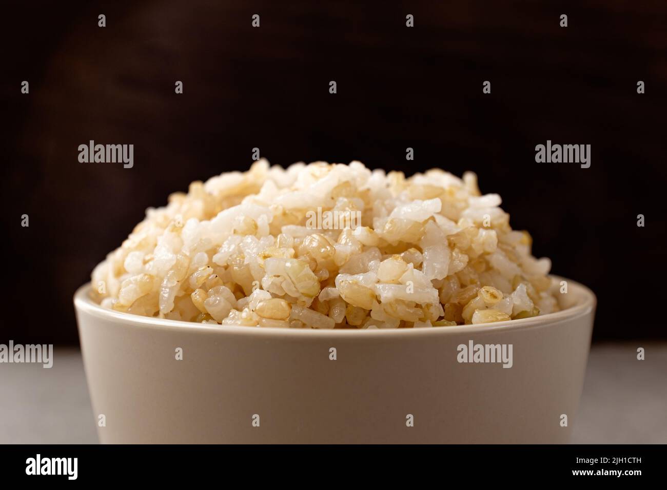 Rice with brown rice. food made from grains. vegetarian food culture