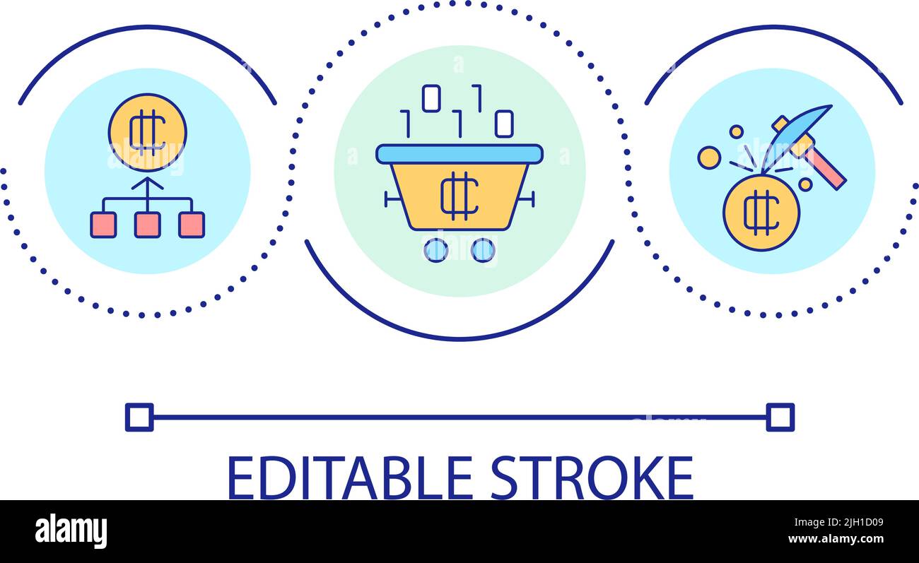 Crypto mining loop concept icon Stock Vector