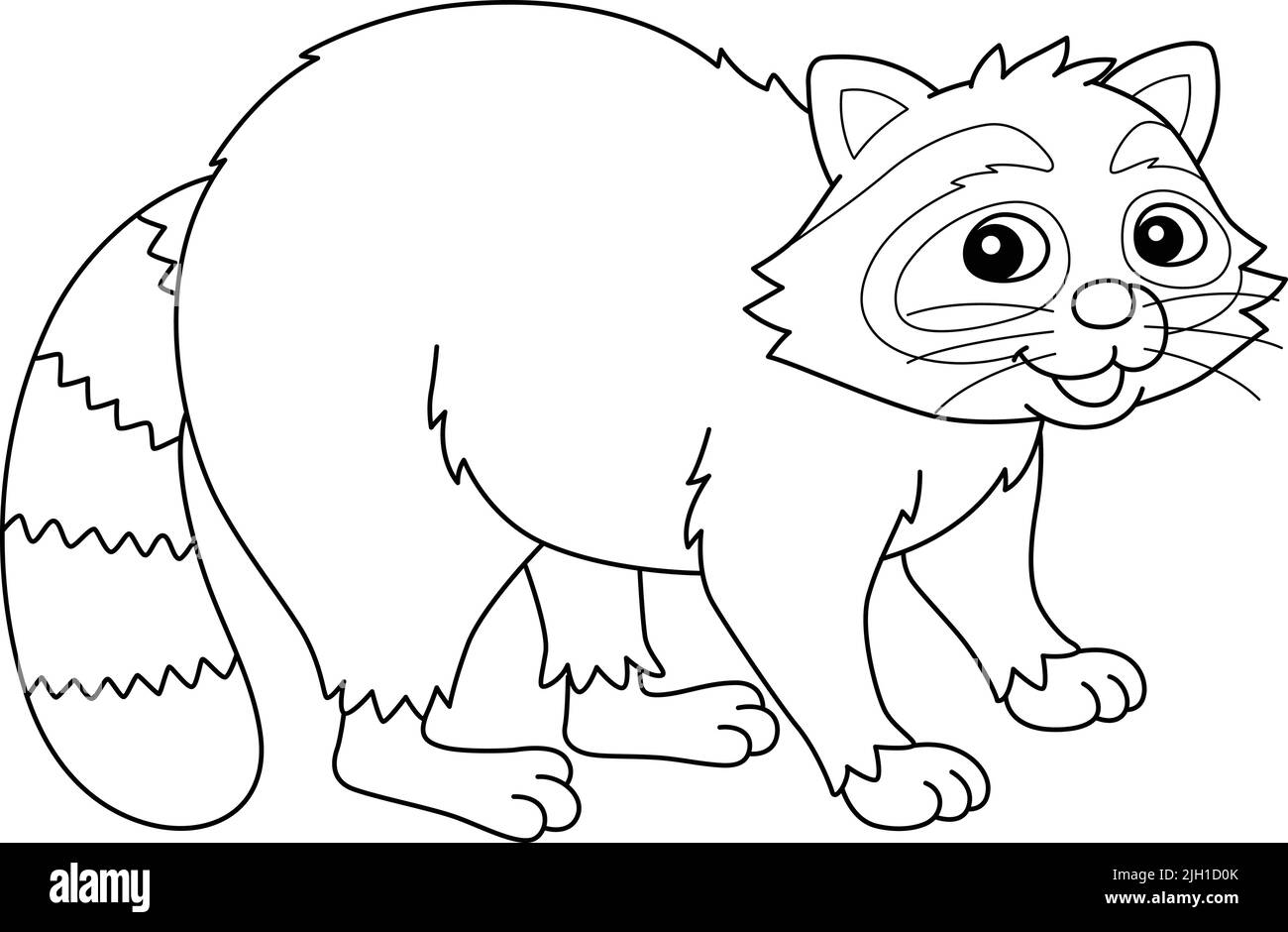 Racoon Animal Coloring Page for Kids Stock Vector