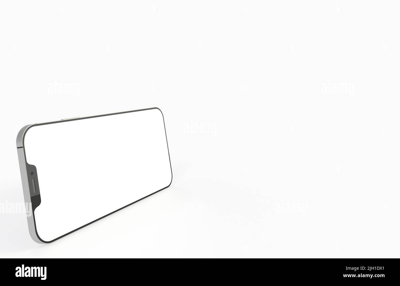 A 3d rendering of a modern gray smartphone with a blank screen on a ...
