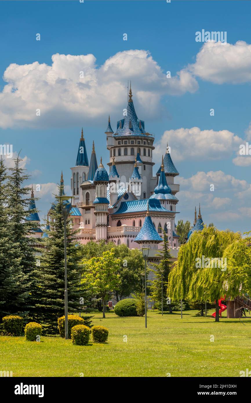 Sazova Park in Eskisehir, Turkey. (Science, Art and Culture Park) Fairy Tale Castle. Stock Photo