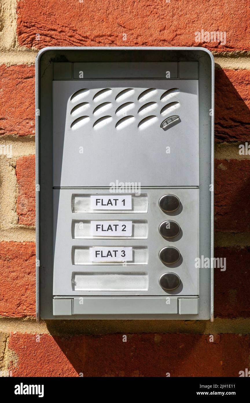 Entry doorbell at a residential apartment building at a house