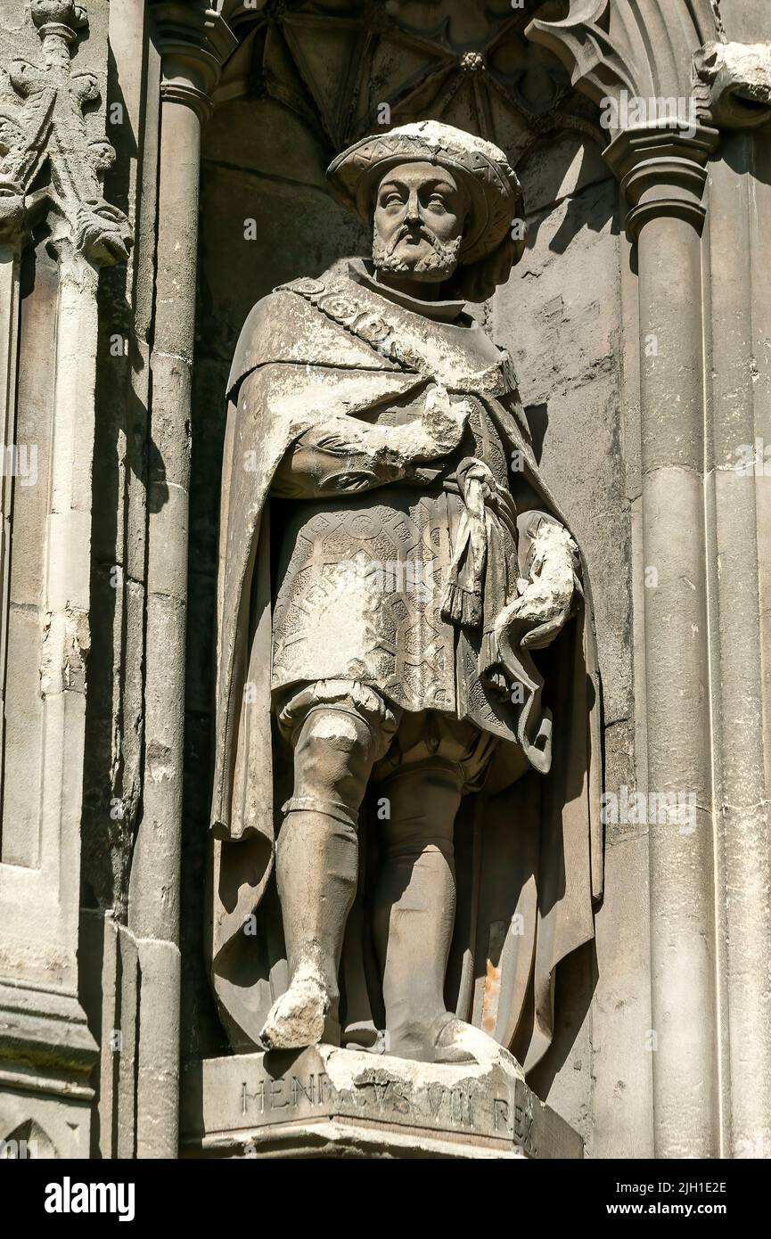 Henry VIII statue at Canterbury Cathedral in Kent England UK which is a popular tourist holiday travel destination and landmark attraction, stock phot Stock Photo