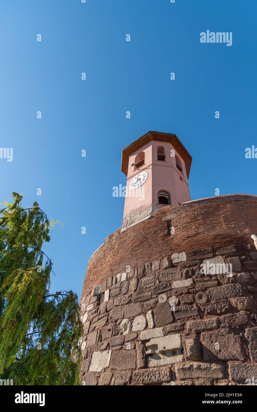 The historical clock in Ankara Castle in Ankara, the capital city of Turkey Stock Photo