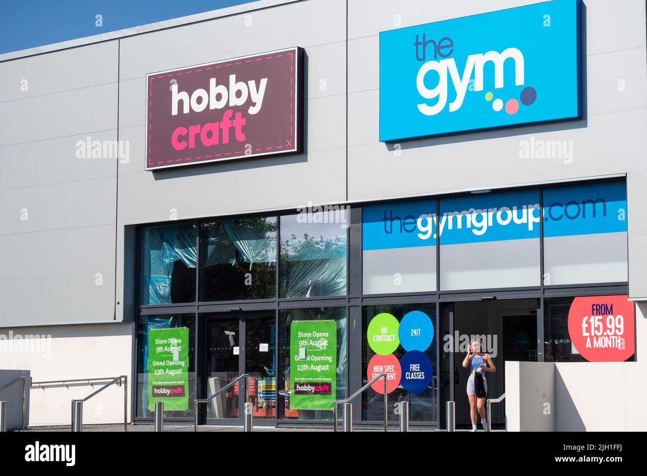New Hobbycraft store due to open in August 2022 in Southend on Sea, Essex, UK. Expanding British hoppy shop chain. Next to the Gym Group venue Stock Photo