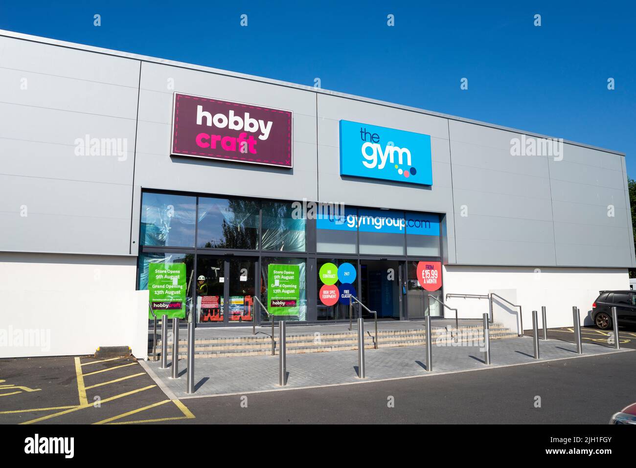 New Hobbycraft store due to open in August 2022 in Southend on Sea, Essex, UK. Expanding British hoppy shop chain. Next to the Gym Group venue Stock Photo