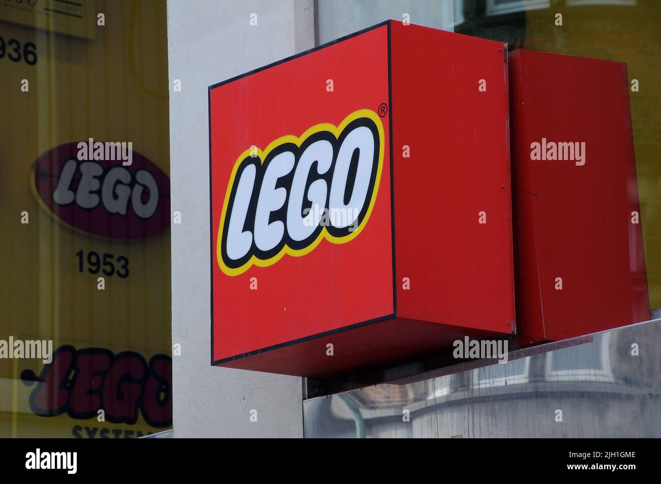 Copenhagen /Denmark/14 July 2022/Lego toys shoppers waiting at Lego