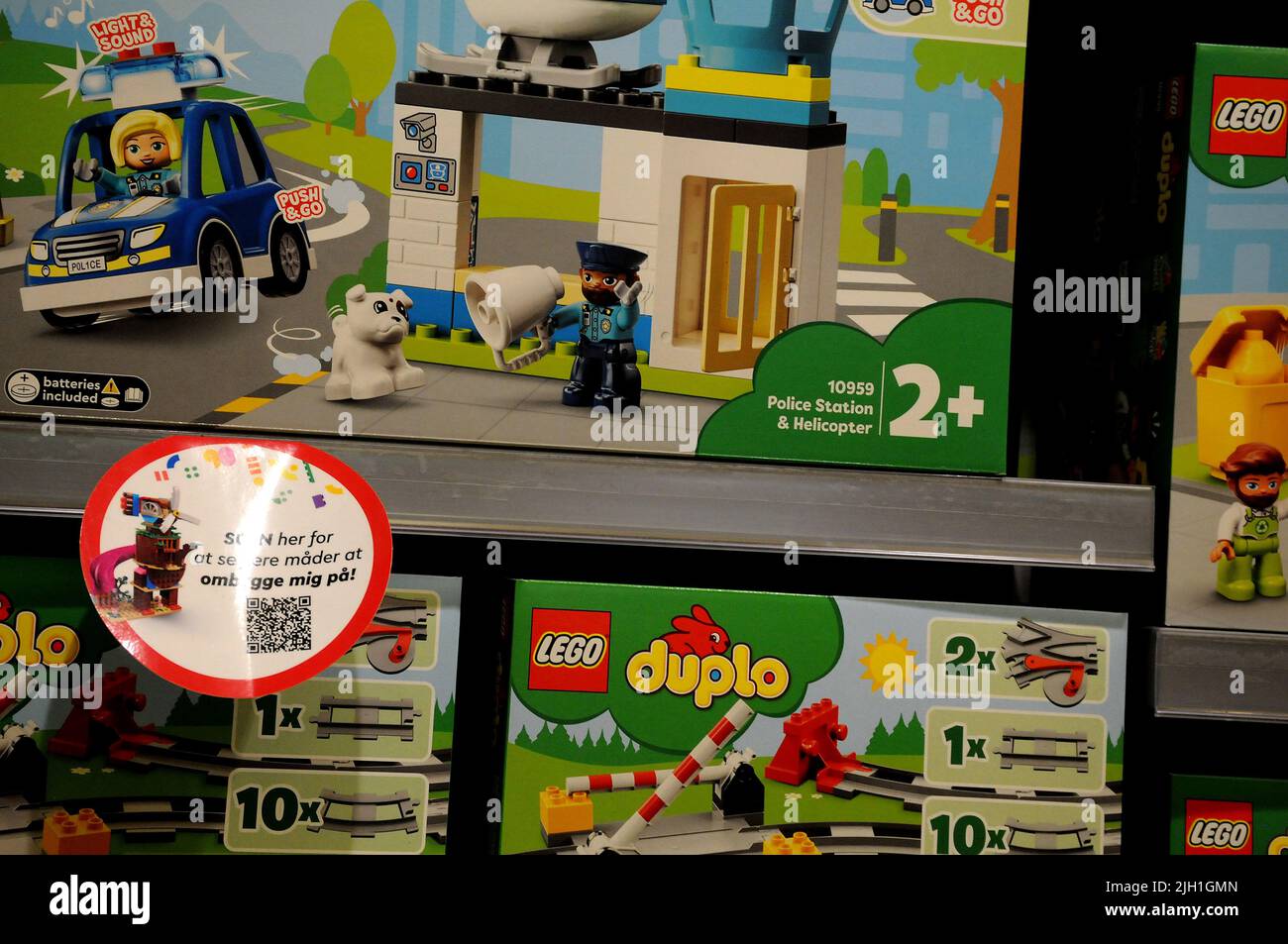 Copenhagen /Denmark/14 July 2022/Lego toys shoppers waiting at Lego