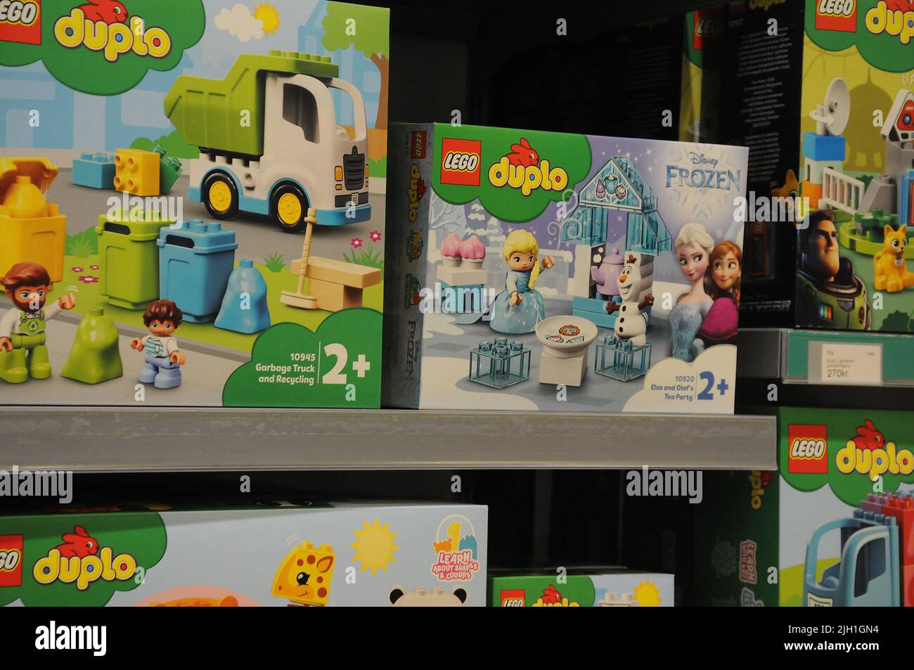 Copenhagen /Denmark/14 July 2022/Lego toys shoppers waiting at Lego
