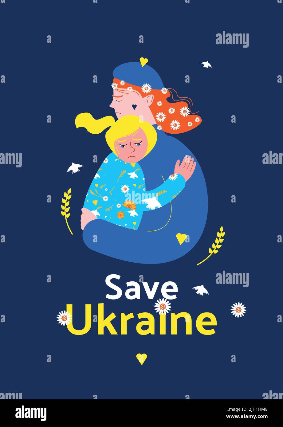 Support Ukraine poster vector in flat style Stock Vector