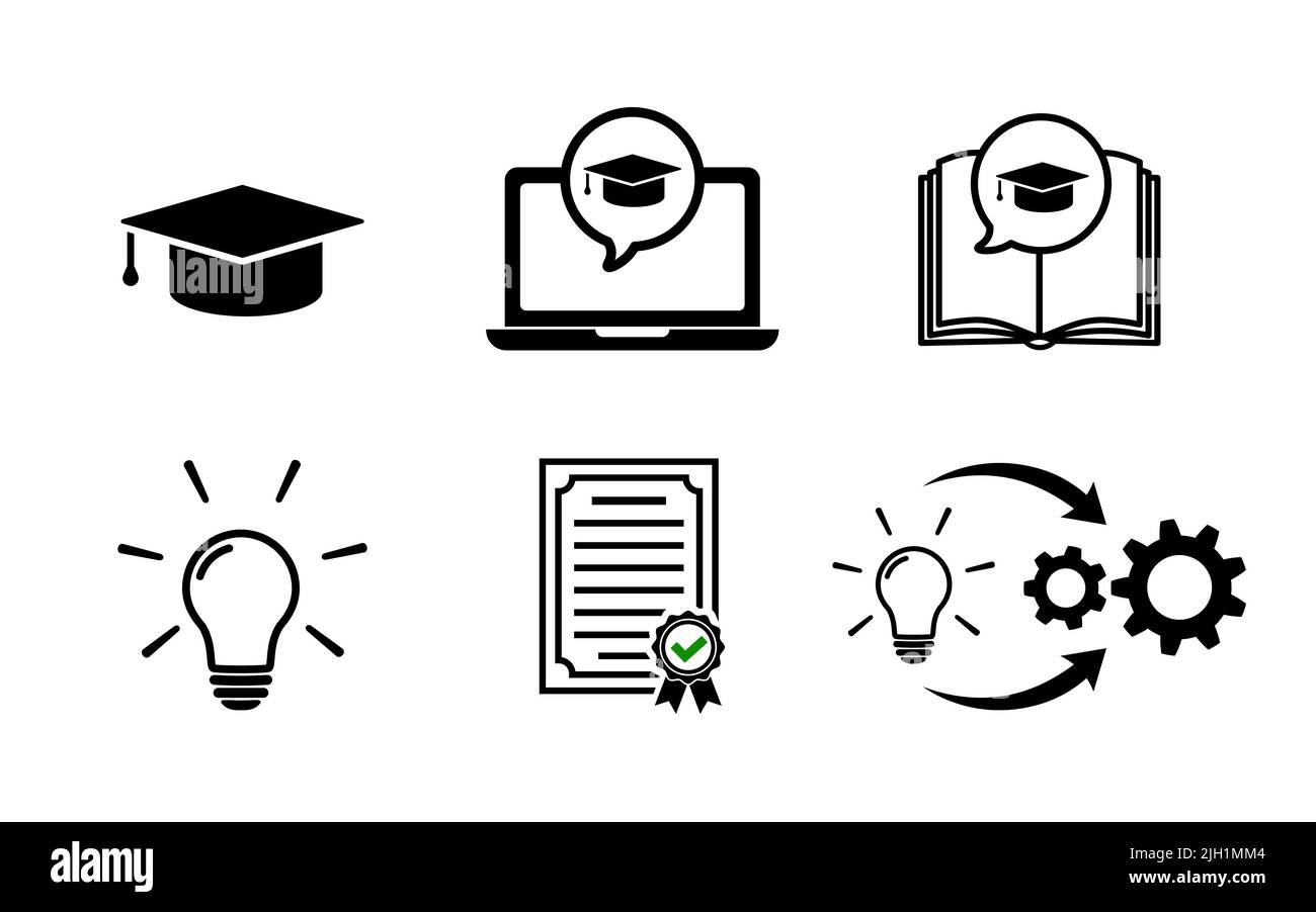 Learning icon set. Education symbols Idea, process Stock Vector