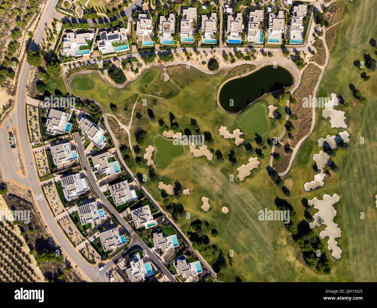 An aerial view of Spanish Las Colinas golf course with modern luxury