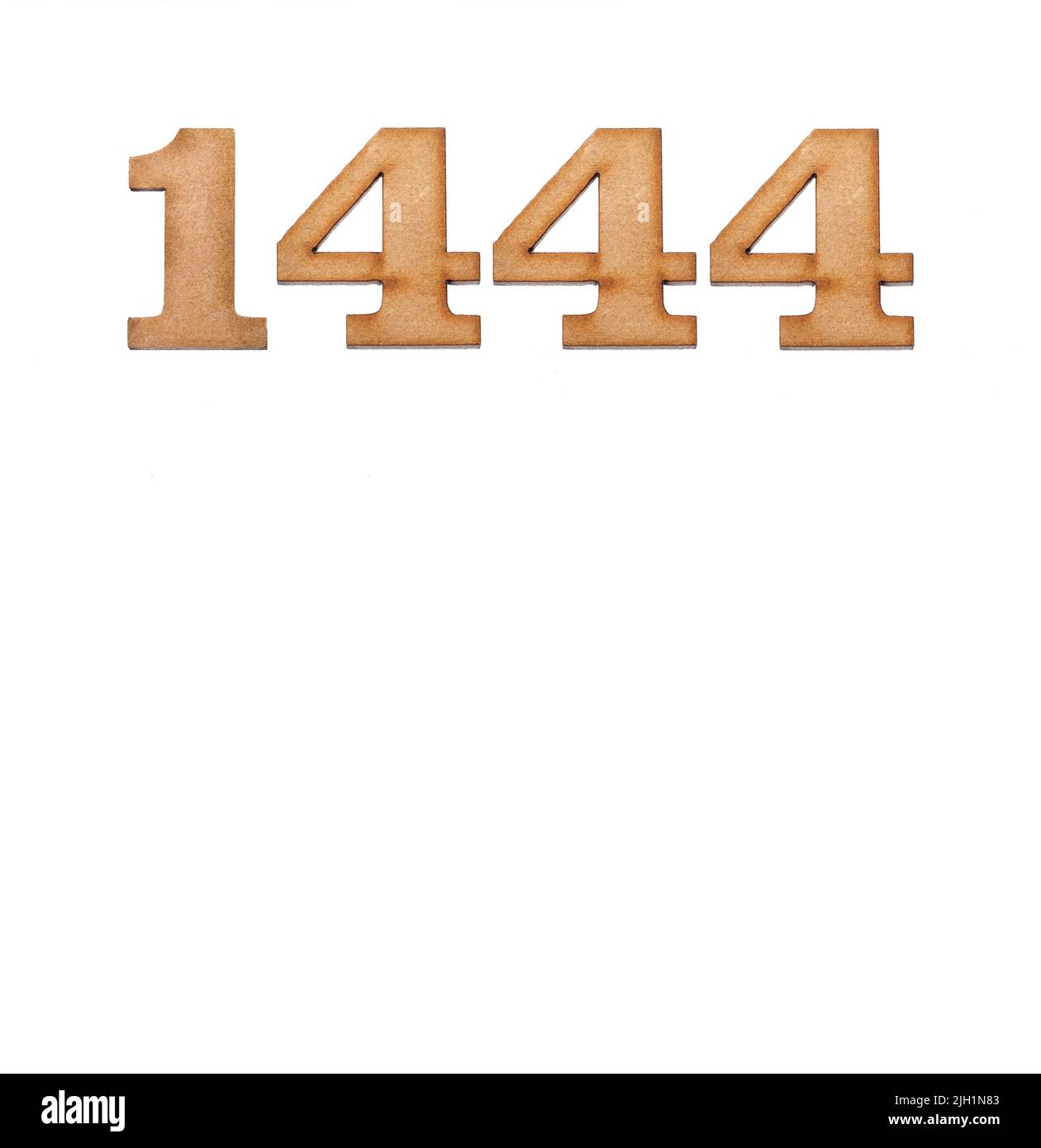 Number 1444 - Piece of wood isolated on white background Stock Photo ...