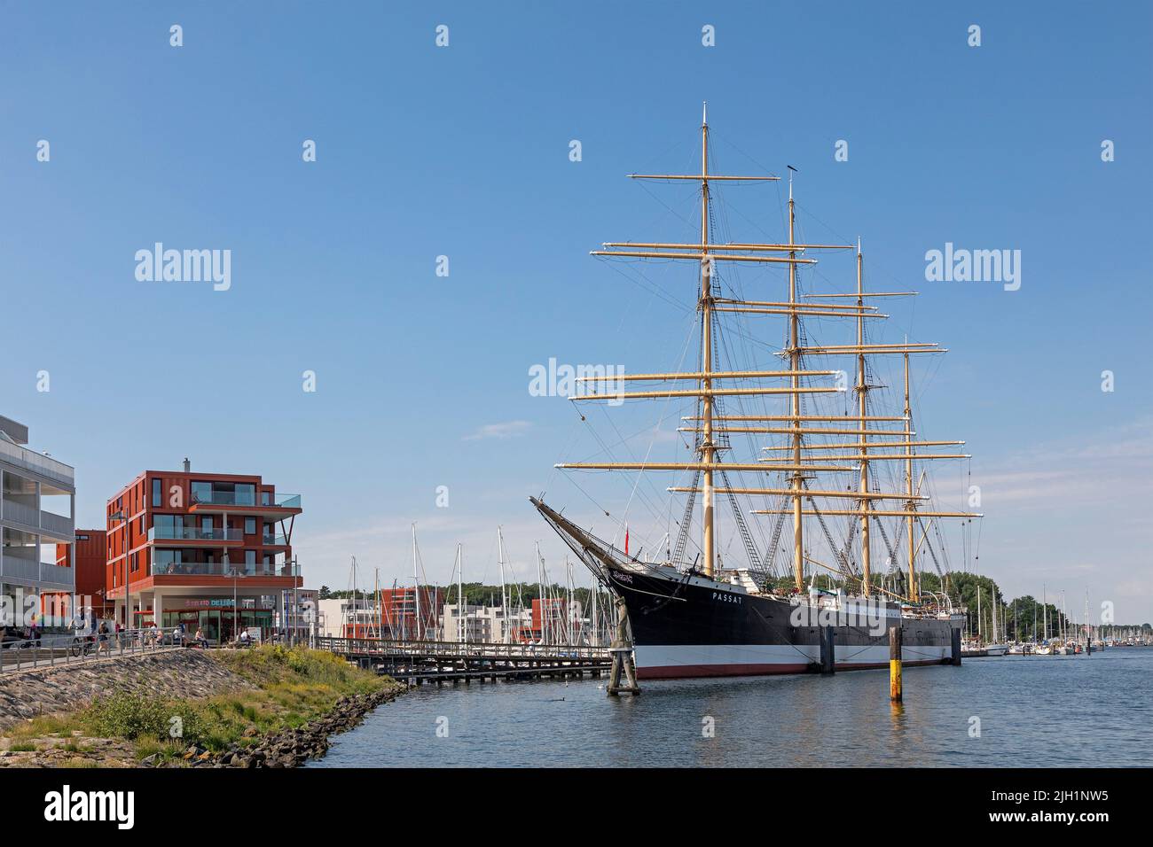 Waterfront quarter, Museum sailing ship Passat, Priwall, Travemünde, Lübeck, Schleswig-Holstein, Germany Stock Photo