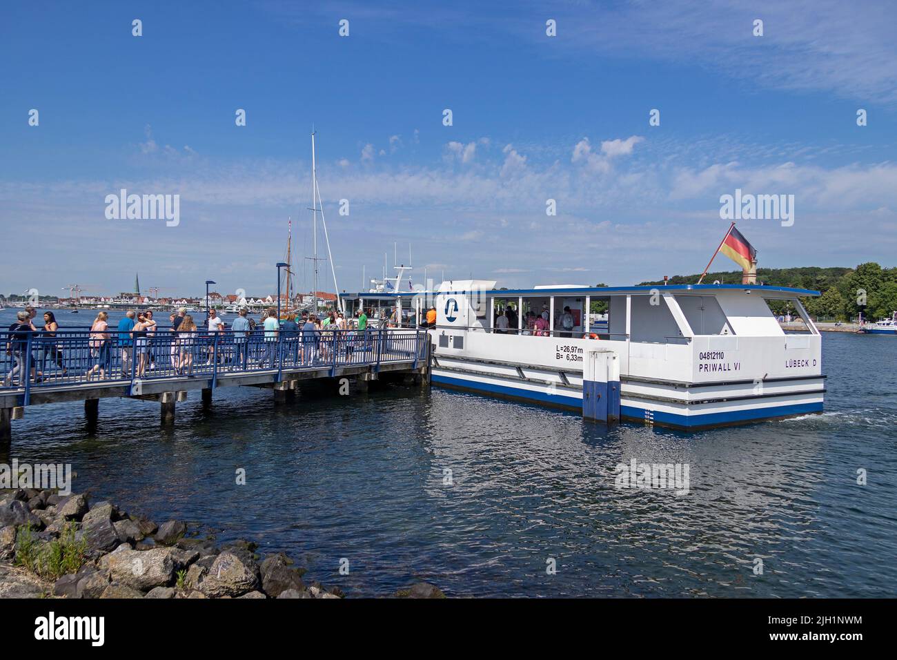 Landing stage of the foot passenger ferry, Priwall, Travemünde, Lübeck, Schleswig-Holstein, Germany Stock Photo
