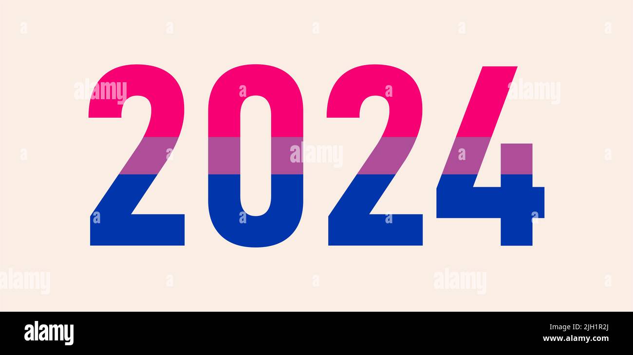 Happy New Year 2025. LGBTQ 2025 pride month with Bisexual flag colors