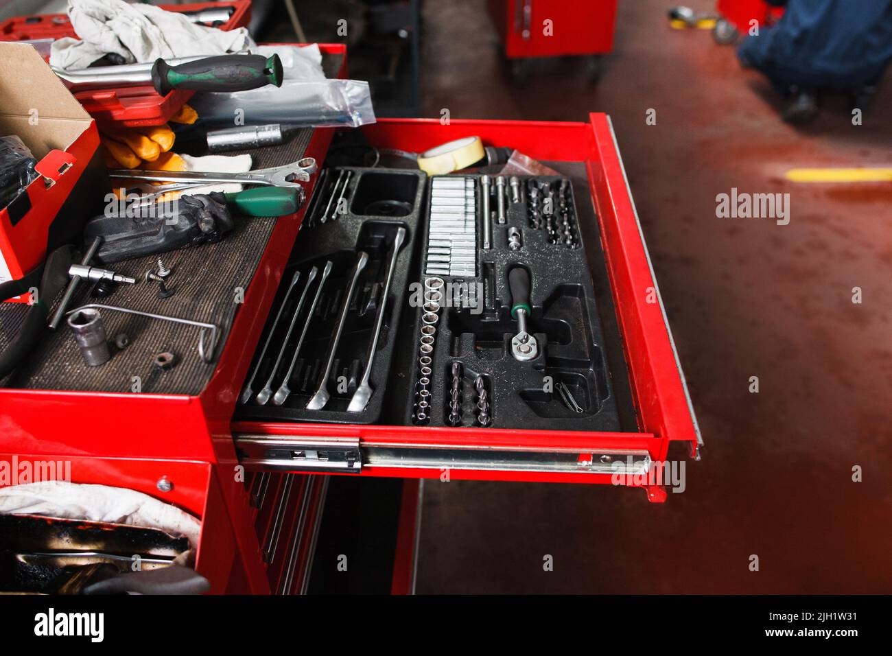 Set of mechanical tools for garage Stock Photo Alamy