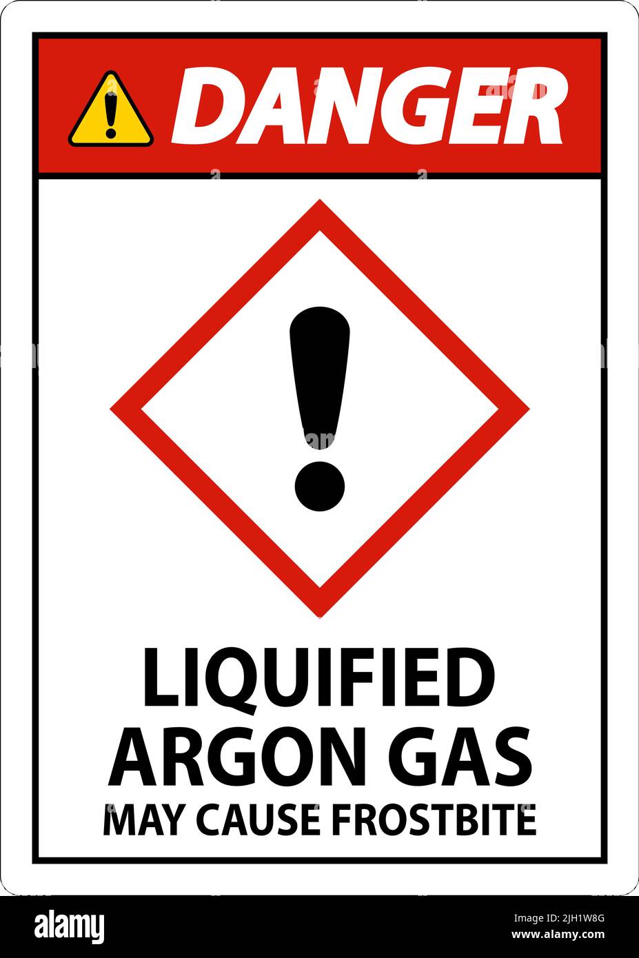 Danger Liquified Argon Gas GHS Sign On White Background Stock Vector