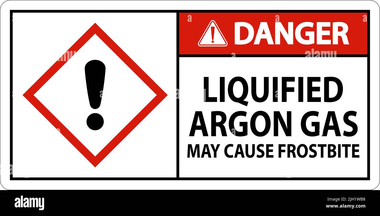 Danger Liquified Argon Gas GHS Sign On White Background Stock Vector