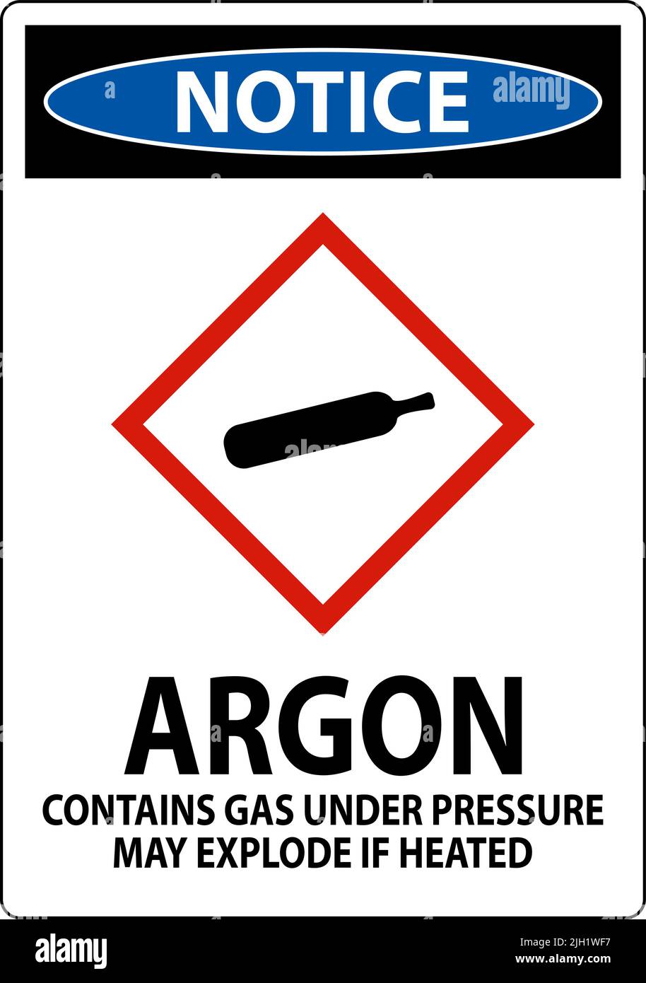 Notice Argon GHS Sign On White Background Stock Vector