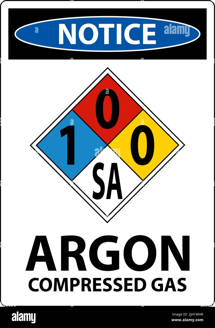 NFPA Notice Argon Compressed Gas 100SA Sign Stock Vector Image & Art