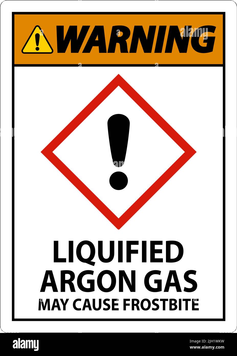 Warning Liquified Argon Gas GHS Sign On White Background Stock Vector