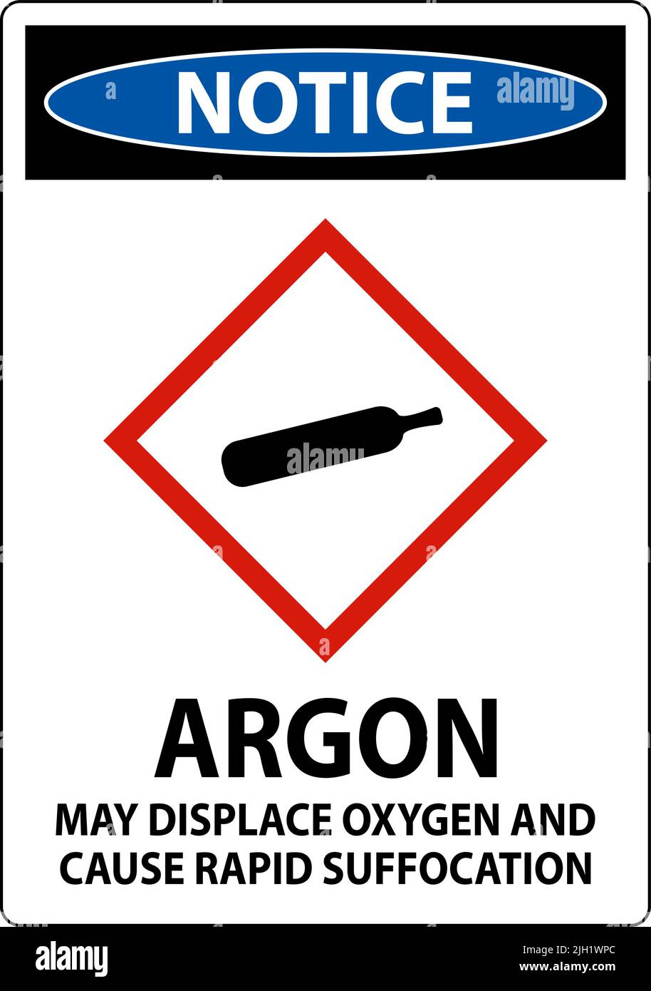 Notice Argon GHS Sign On White Background Stock Vector