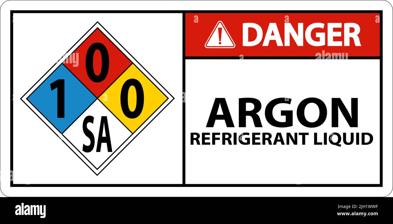 NFPA Warning Argon Refrigerant Liquid 100SA Sign Stock Vector Image
