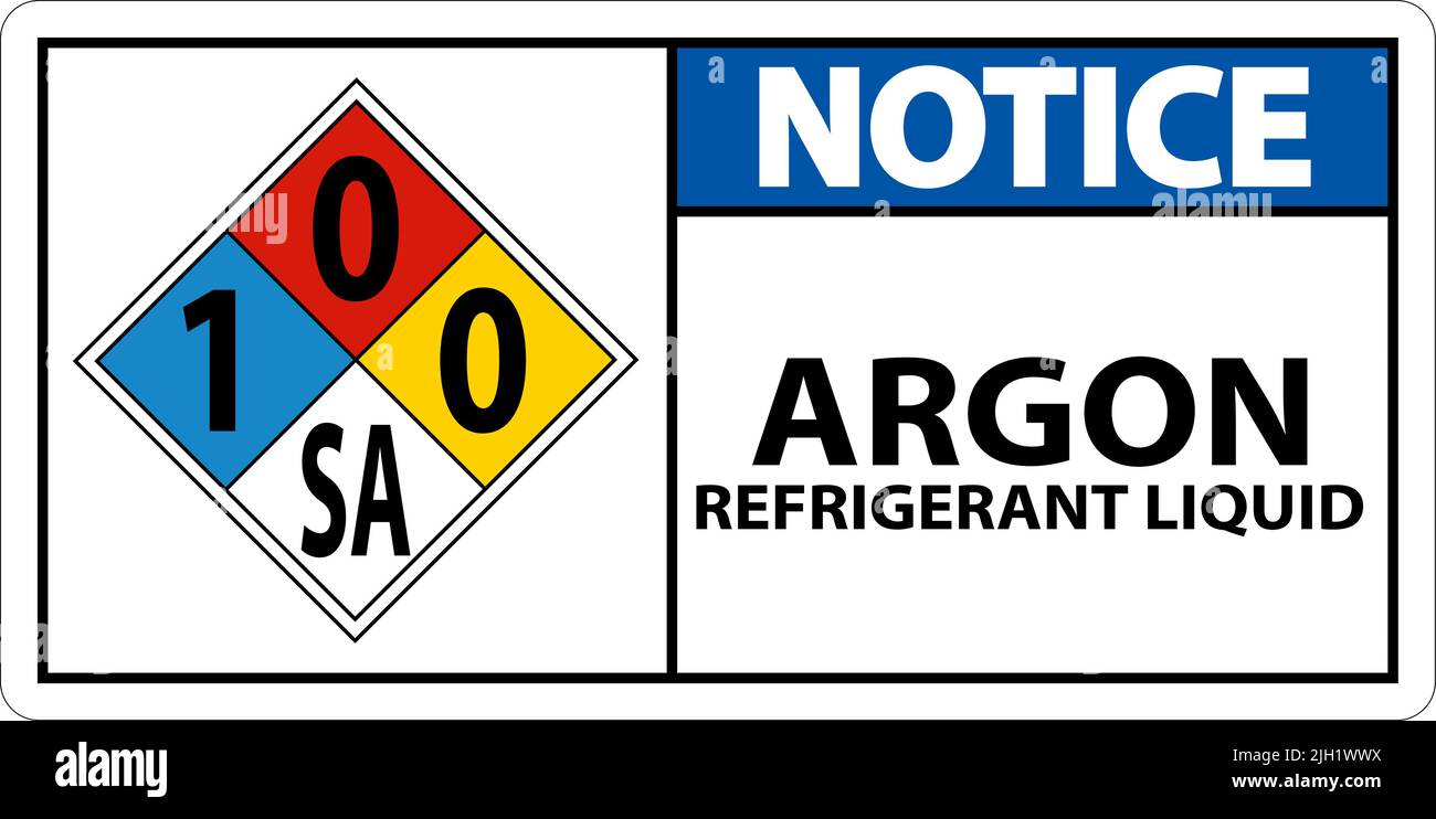 NFPA Notice Argon Refrigerant Liquid 100SA Sign Stock Vector Image
