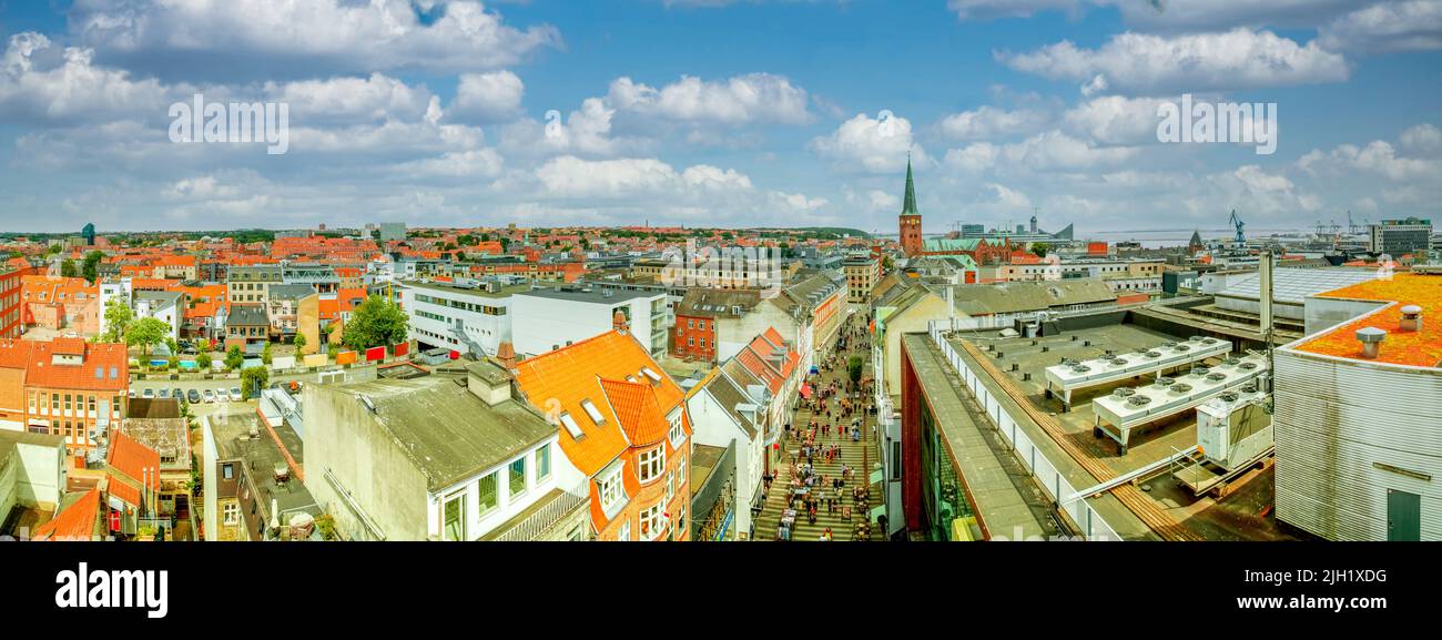 View over Aarhus with Cathedral Denmark Stock Photo