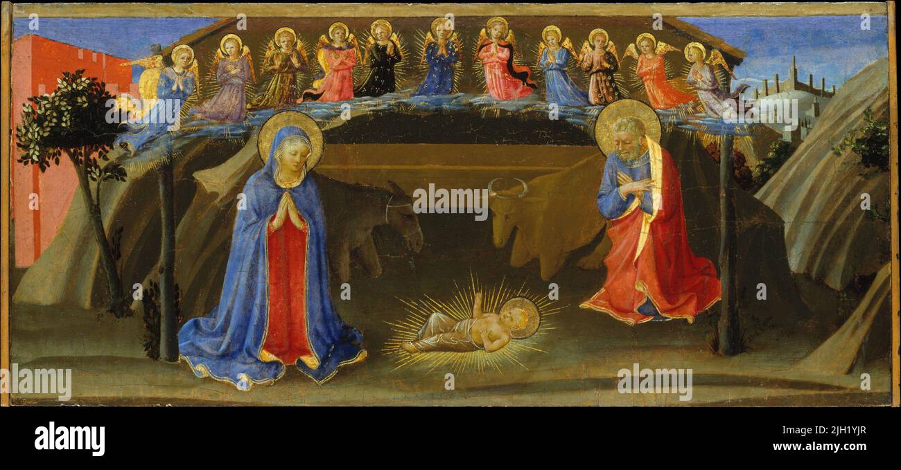The Nativity. Attributed to Zanobi Strozzi. ca. 1433-34. Stock Photo
