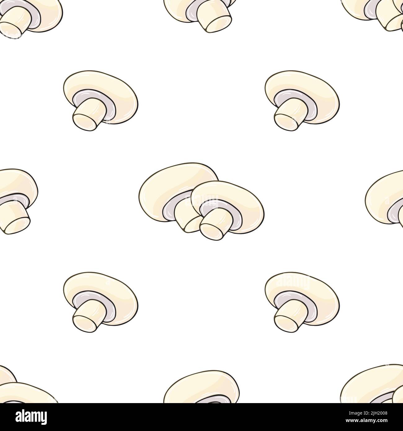 Seamless pattern with forest mushrooms. Illustration in hand draw style. Autumn motives. Champignon. Can be used for fabric, packaging, wrapping and e Stock Vector