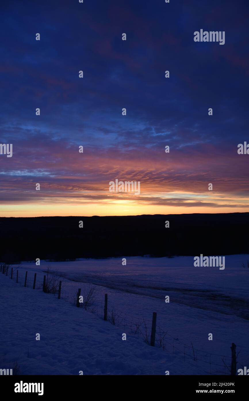 A sunrise on a spring morning, SainteApolline, Quebec, Canada Stock