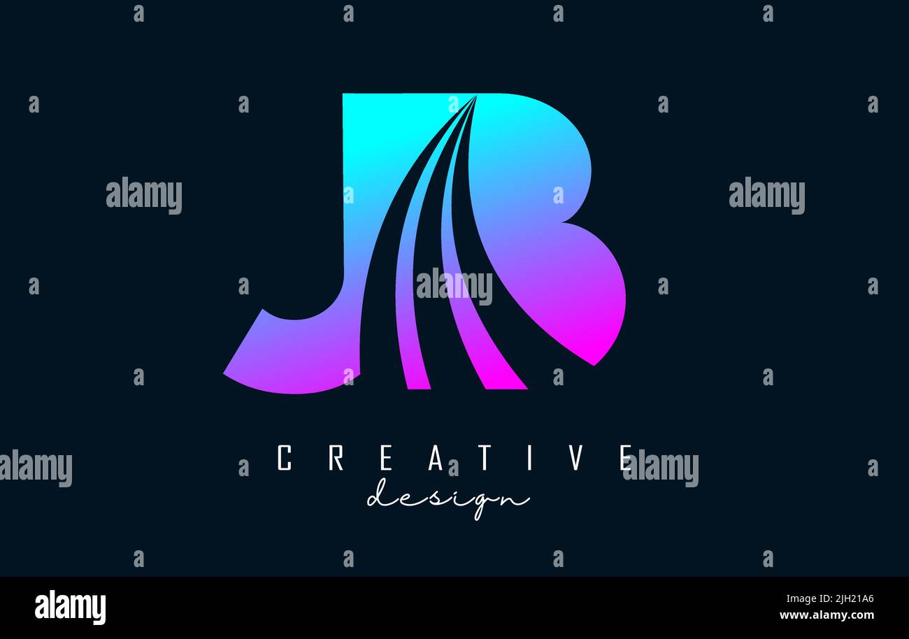 Creative colorful letter JB J B logo with leading lines and road ...