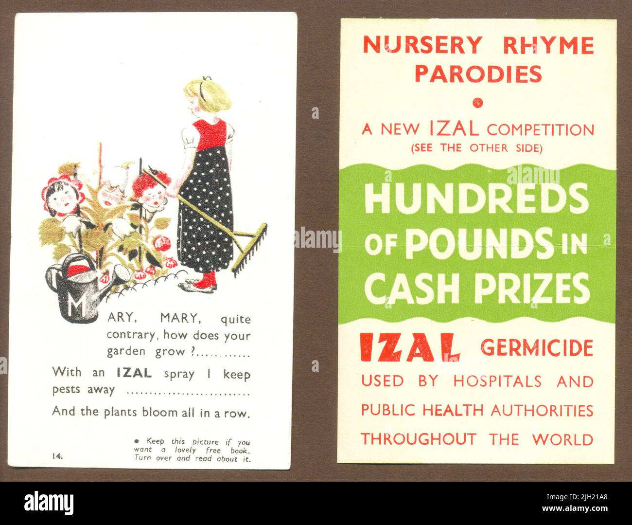 Entry coupons for new Izal competition for Nursery Rhyme Parodies circa 1950 Stock Photo