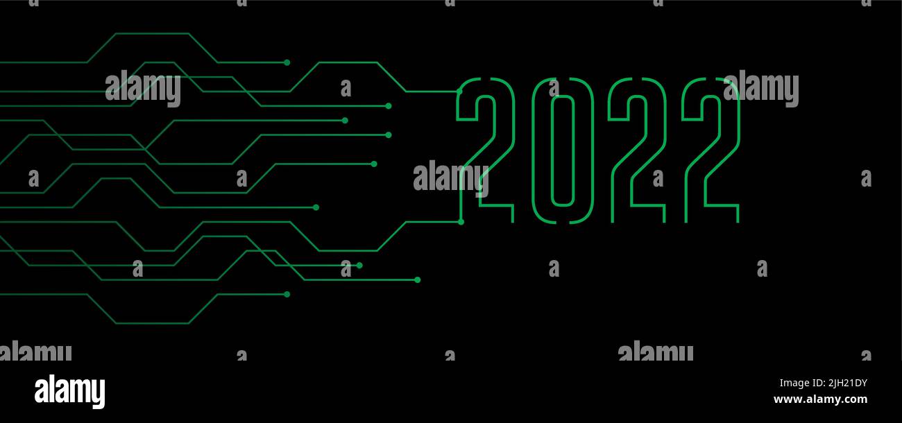 green technology banner 2022 circuit board electronics digital Stock Vector