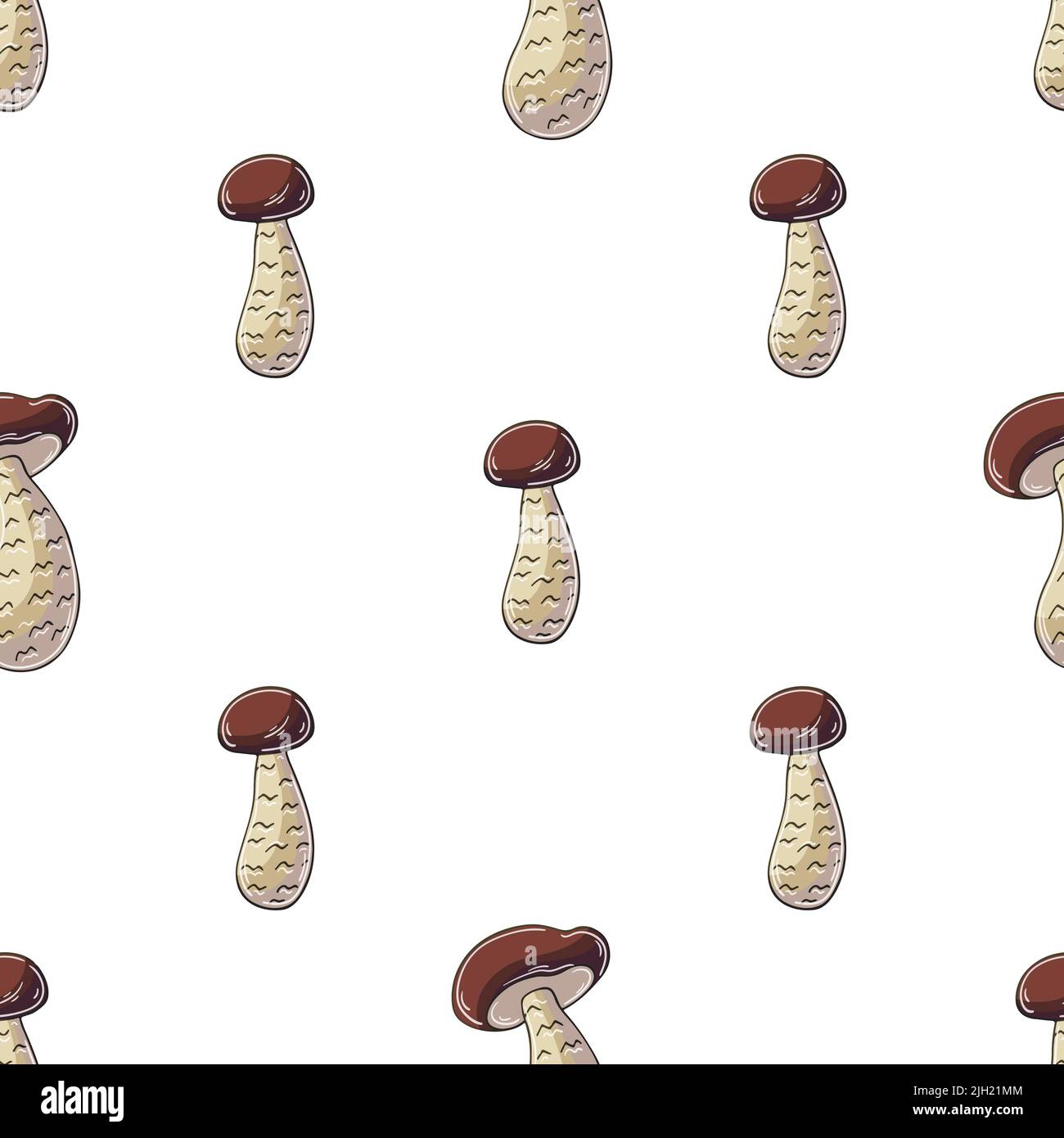 Cortinarius esculentus. Illustration in hand draw style. Seamless pattern for kitchen, restaurant or shop. Can be used for fabric, packaging, wrapping Stock Vector
