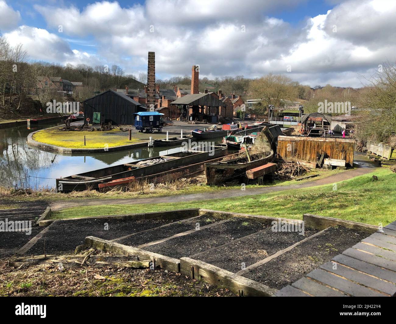 A low angle view of the black country living museum in Dudley England