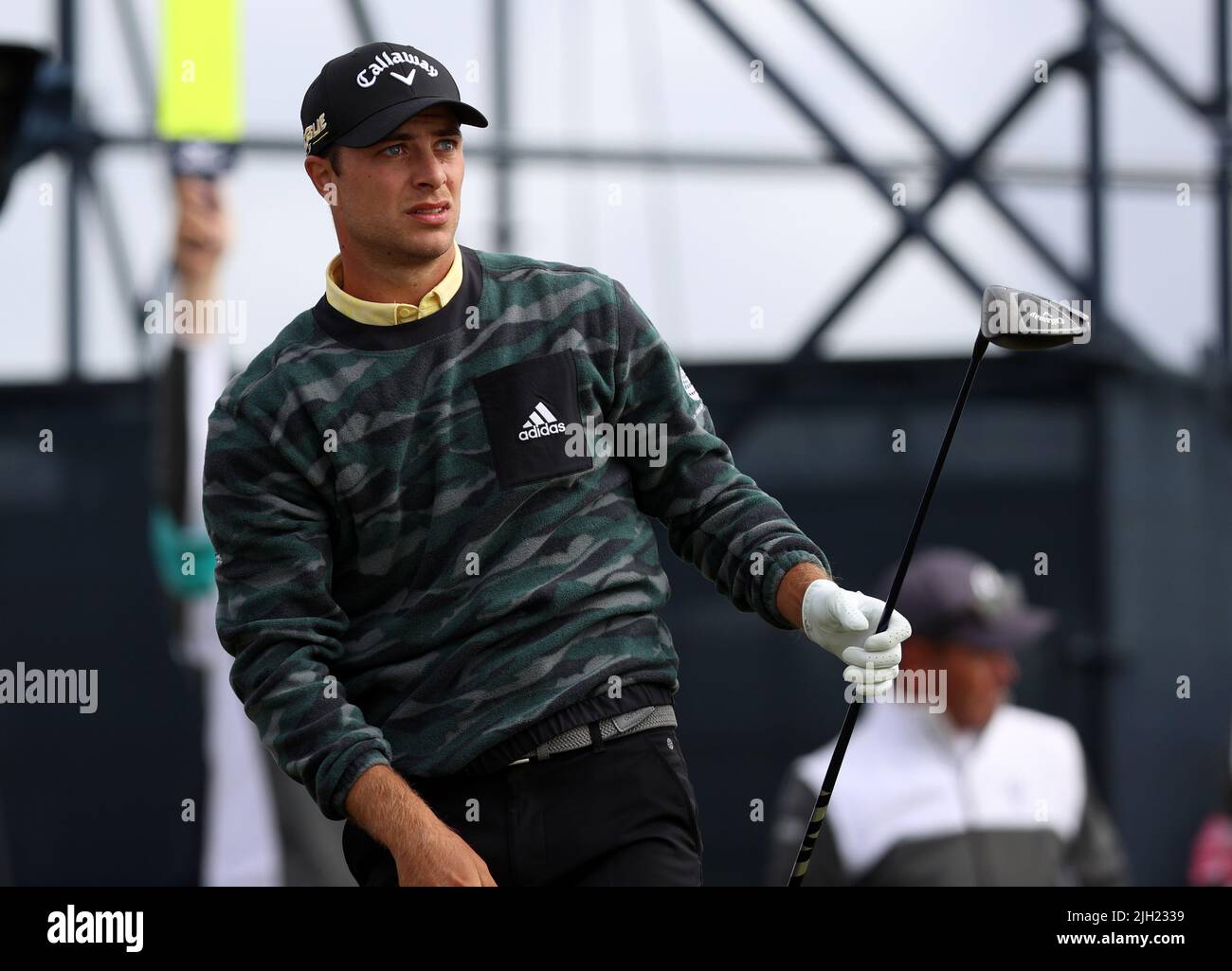 Old Course at St Andrews, St Andrews, Fife, Scotland; 14th July 2022, 14th July 2022, Old Course at St Andrews, St Andrews, Fife, Scotland; The Open Golf Championship round 1; Guido Migliozzi (ITA) hits his tee shot on the 12th hole Credit: Action Plus Sports Images/Alamy Live News Stock Photo