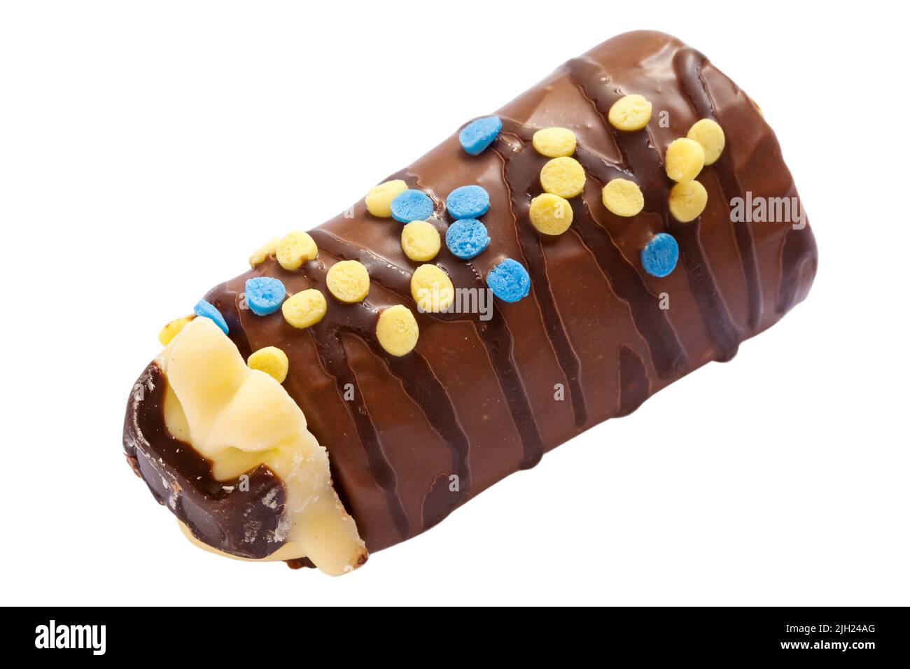 Marks & Spencer My Hero Colin the Caterpillar chocolate mini rolls cakes isolated on white background Stock Photo