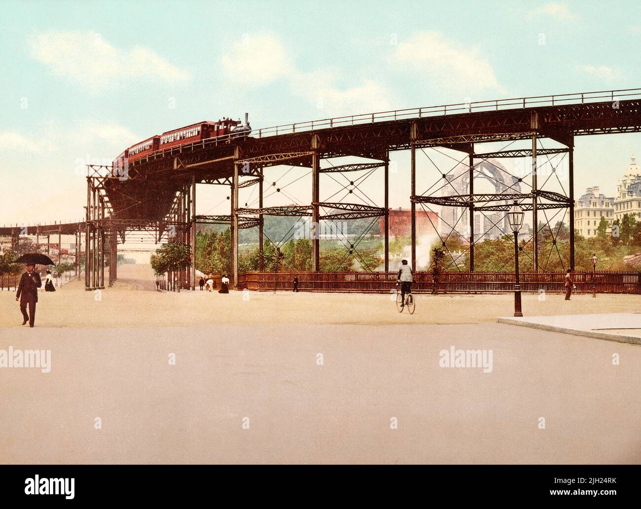 Elevated Railway, 110th Street, New York City, New York, USA, Detroit Publishing Company, 1900 Stock Photo